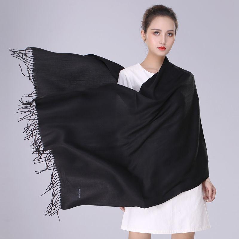 Pure Color Faux Cashmere Scarf Shawl Dual-use Wild Thick Long Section Ladies Warm Knitted Big Scarf Soft Fabric Temperament Shawl