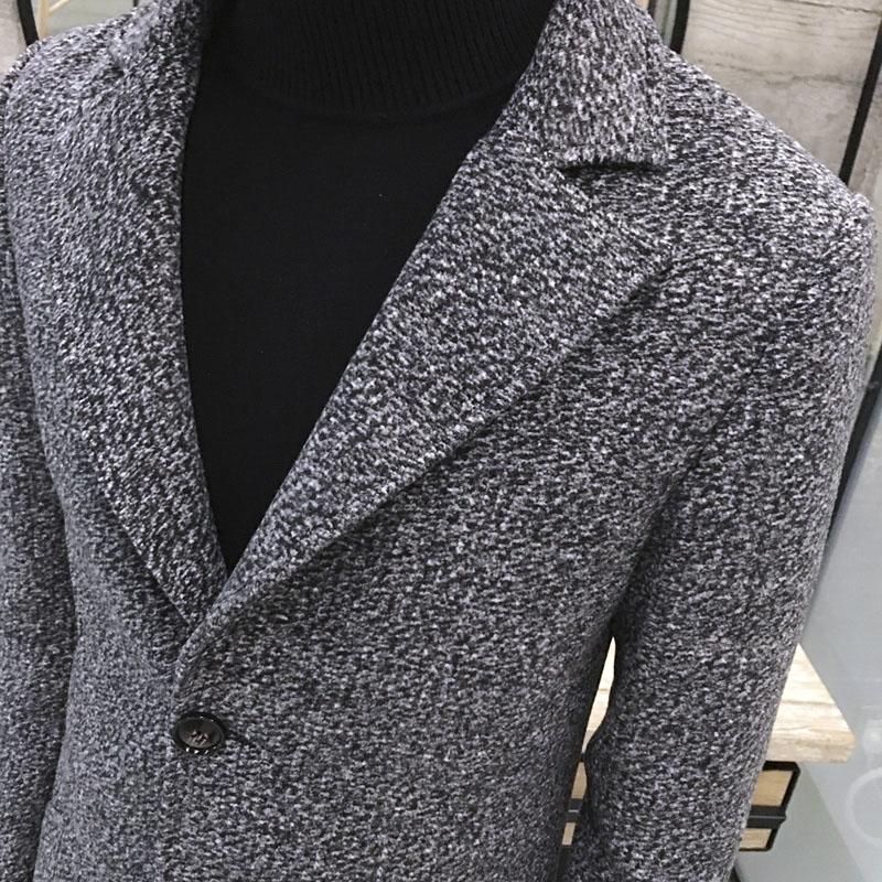 Windbreaker Men's Autumn and Winter Casual Mid-length Woolen Coat Men's Jacket Fashion Handsome Woolen Coat