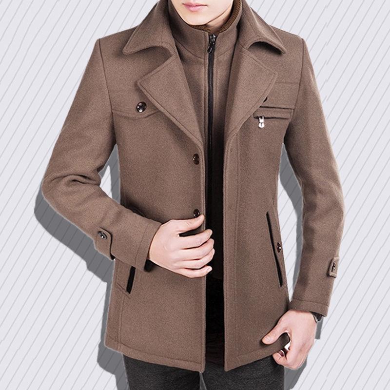 Men Winter Wool Coat Men's Jacket Simple Blends Woolen Coat Male Trench Coat Casual Overcoat