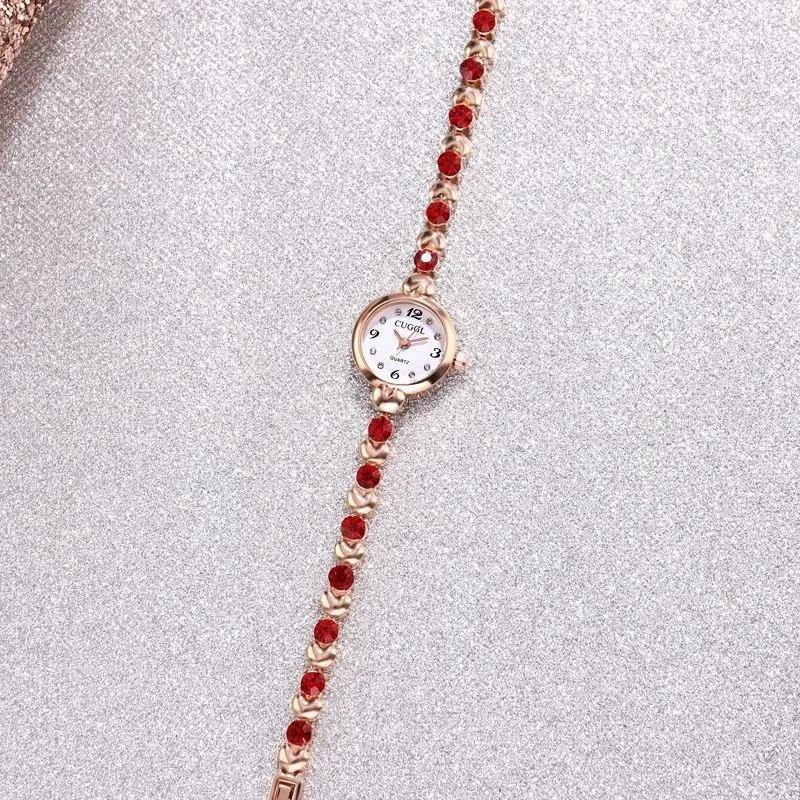 Women's Korean Luxury Rhinestones Quartz Watches Small Simple Bracelet Watches Crystal Diamond All-match Watch Bracelet