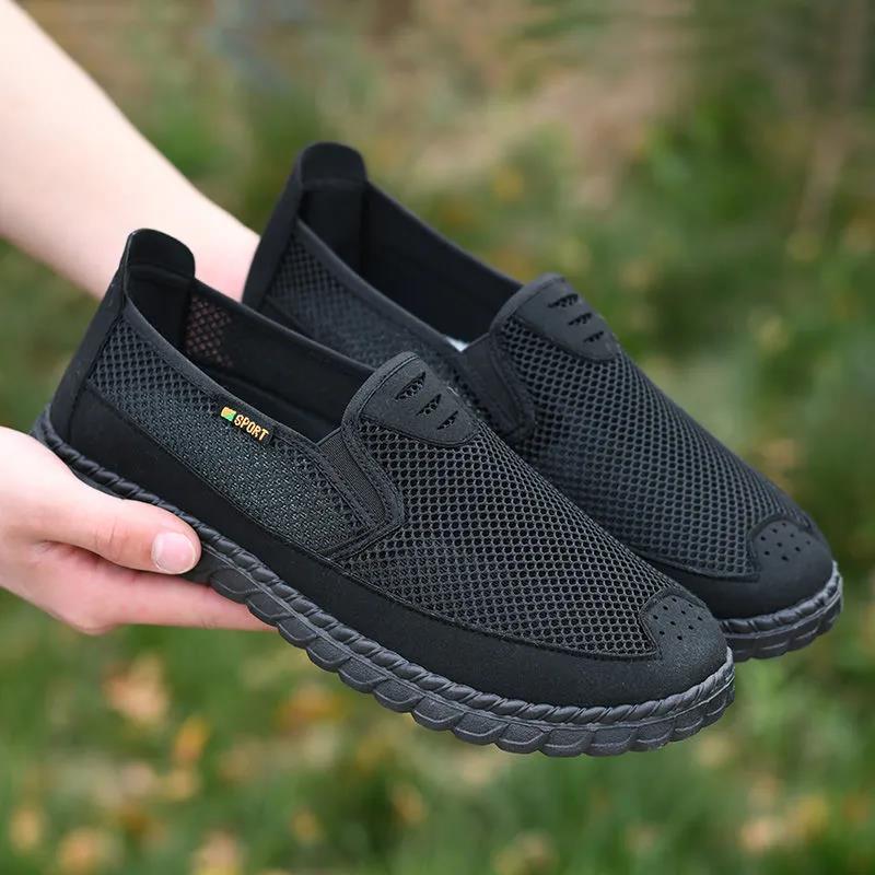 Middle-aged and Elderly Walking Shoes Summer Mesh Breathable Casual Soft Flat Non-slip Casual Men's Shoes