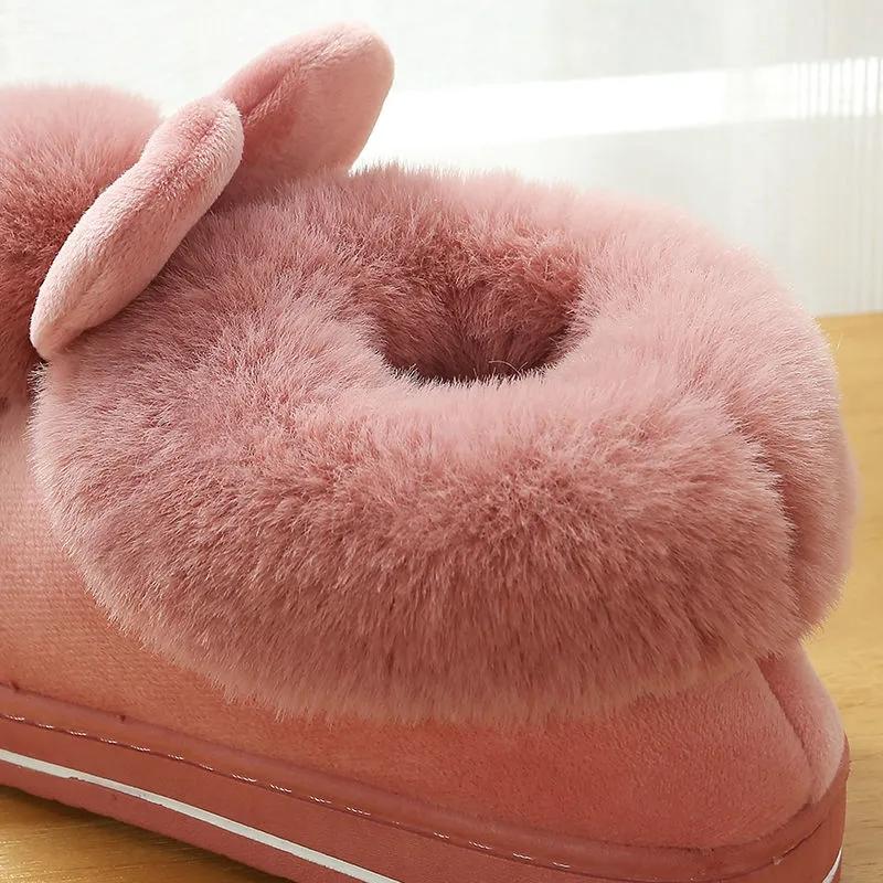 Winter Cotton Slippers Women's Bags and Indoor Home Couples Non-slip Thick Bottom Hair Slippers Men