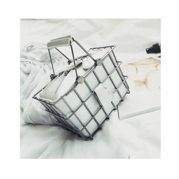 Fashion Designer Women Handbags 2019New High -Quality Pu Leather Women Bag Iron Basket Square Bag C