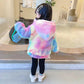 Girls Plus Velvet Fur Autumn and Winter Girls Western Style Children's Thickened Baby Girl Warm Jacket Plus Velvet Quilted Colorful Wool Sweater
