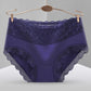 4 pairs of feminine lace underwear Cotton antibacterial mid-waist underwear Non-marking large size ladies briefs