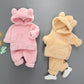 Infant Children's Suit Autumn and Winter Models Plush Suit Plush Boys and Girls Hooded Suit Two-piece Casual Sets Home Service