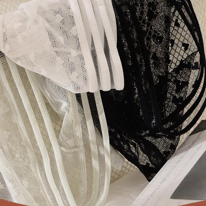 Lace Panties Women's Summer Mid-waist Seamless Hollow Transparent Sexy Ladies Large Size Thin