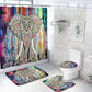Toilet Supplies Nordic Style Digital Printing Polyester Toilet Mat Floor Mat Bath Cover Four-piece Partition Curtain