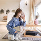 Pofulove Women Loose White Dot Sweater Dress Girly Long Section O-neck Lace Knitted Skirt Pullover