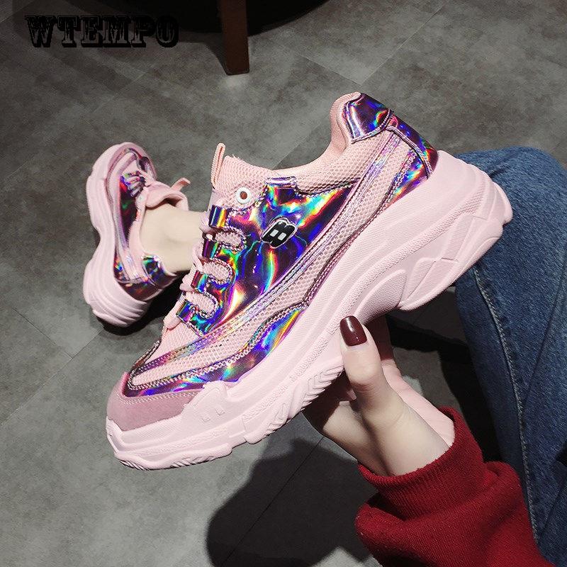 WTEMPO Brand Fashion Wild Platform Sports Shoes Comfortable Breathable Mesh Shoes Female Summer