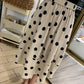 Women Summer Elegant 2 pieces set Short Slim Solid Short Sleeve T-shirt Vintage Pleated Dot Stitched Long Skirt