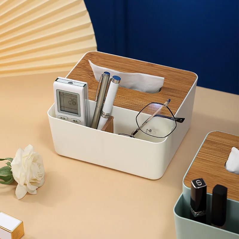 Wooden Simple Multifunctional Tissue Box Home Living Room Kitchen Bedroom Remote Control Drawer Desktop Storage Box