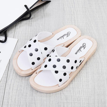 Slippers Women Wear Korean Home Bath Slippers Summer Sandals Slippers Fashionable Wave Point Flat Beach Shoes