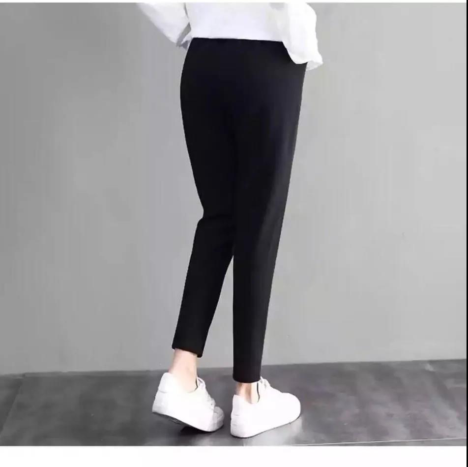 Harem Pants Women's Autumn and Winter Plus Velvet Trousers Female Students Korean Nine-point Pants Black High-waist Loose Casual Radish Pants