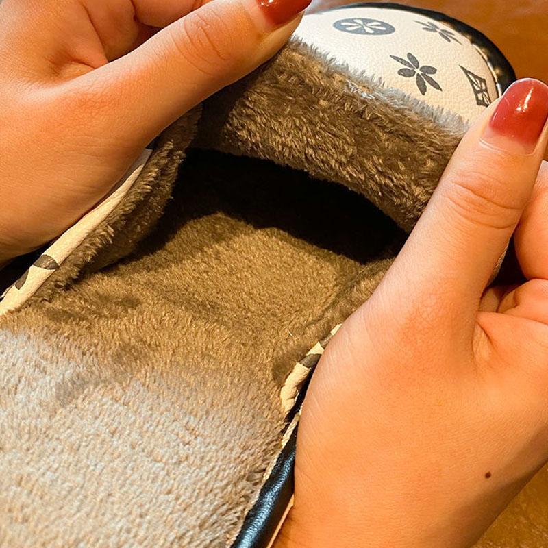 Men's and Women's Cotton Slippers Autumn and Winter Home Furry Plus Velvet Non-slip Waterproof Cotton Shoes