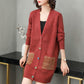 Spring and Autumn Mid-length Wool Sweater Plus Size Fashion Embroidered Blouse Simple Cardigan Middle-aged Women Jacket