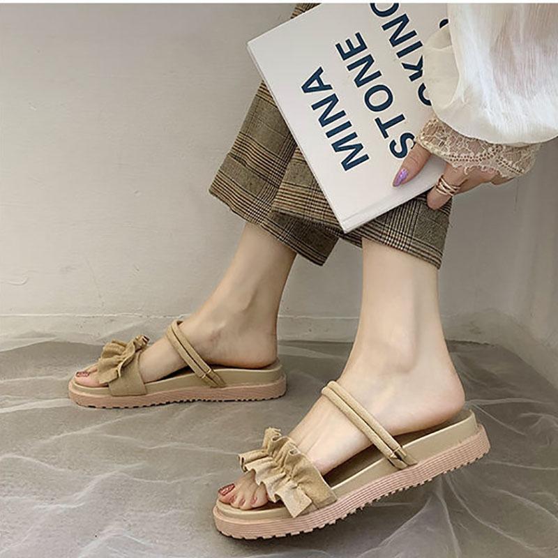 Sponge Cake Platform Sandals Female Fairy Style Summer Student Flat Roman Net Red Sandals