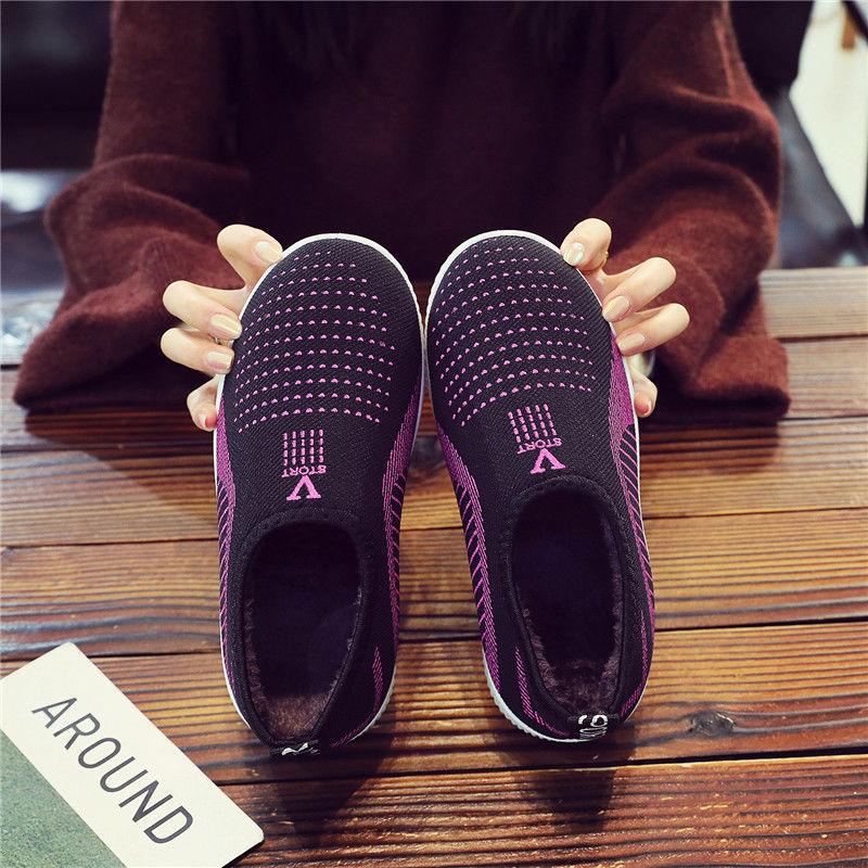 Soft-soled Non-slip Casual Shoes Flat-soled Sports Shoes Warm and Comfortable Plus Velvet Women's Cotton Shoes