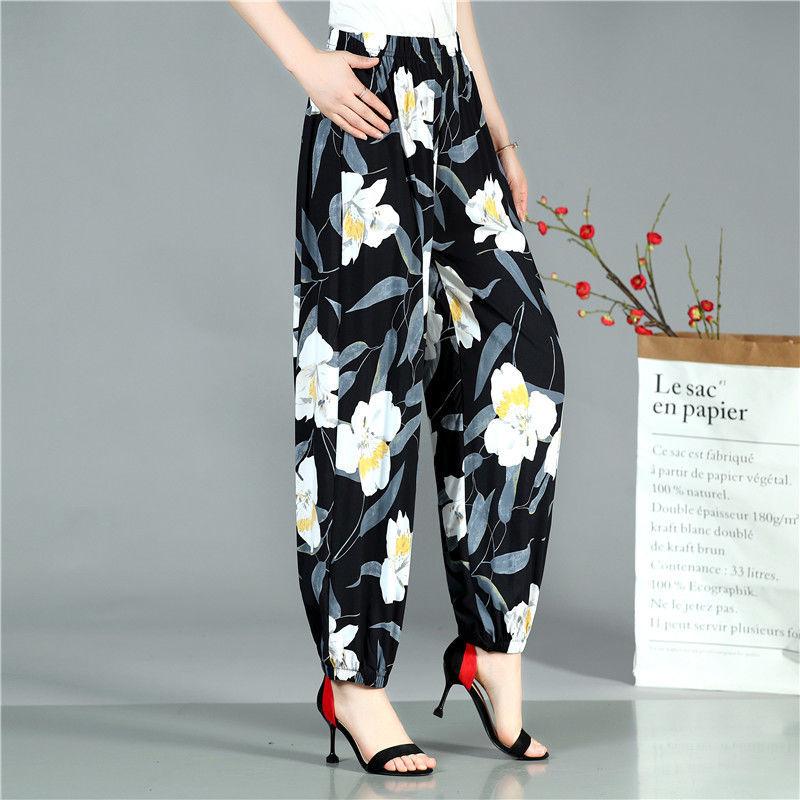 Women's Pants Spring and Summer Thin Dancing Bloomers Anti-mosquito Pants Outer Wear Cotton Silk Long Pants