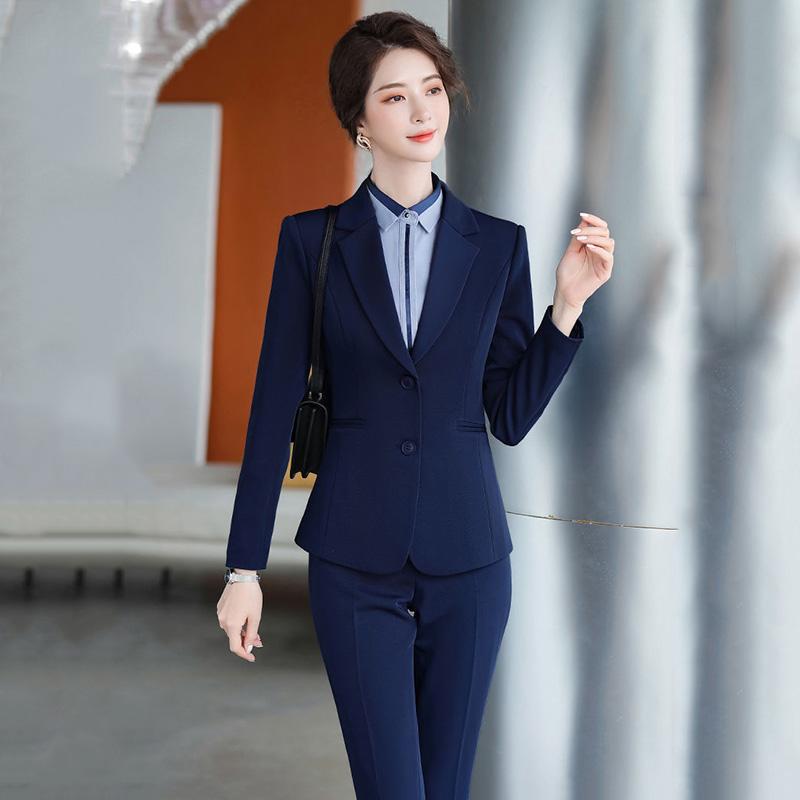 Solid Color Professional Suit Female Spring and Autumn Temperament Formal Overalls Suit Jacket + Suit Pants