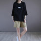 Pure Cotton Loose Slit T-shirt Girls Thin Round Neck Short-sleeved Comfortable Breathable Top