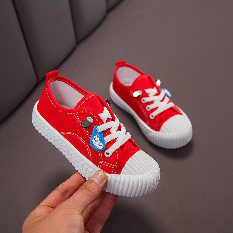 Children's Canvas Shoes Running Shoes for Boys and Girls Velcro Sneakers Student Board Shoes
