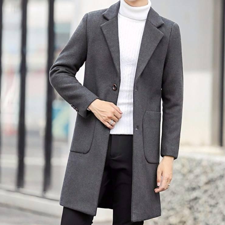 Men's Woolen Coat Long Windbreaker Man Jacket Overcoat for Male Casual Outer Wear Men Clothing