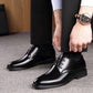 Mens Leather Shoes Men's Dress Shoes British Style Lace Up Pointed Toe Flats Big Size