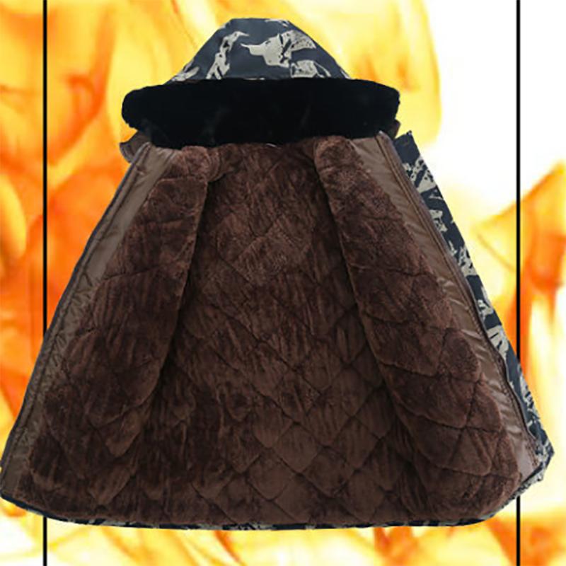 Men's Cotton Winter Plus Velvet Thick Padded Coat Cotton Coat Jacket Regular Mid-length Hooded