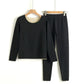 Women's Cationic Thermostatic Double-sided Pajamas Shirt Pants Long Sleeves Suit Seamless German Velvet Warm Pyjamas Set Slim Fit Round Neck Suits