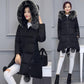 Women's Solid Color Embroidered Down Jacket Mid-length Korean Style Loose Thick Coat Warm Cotton Coat Large Fur Collar Winter Quilted Jacket