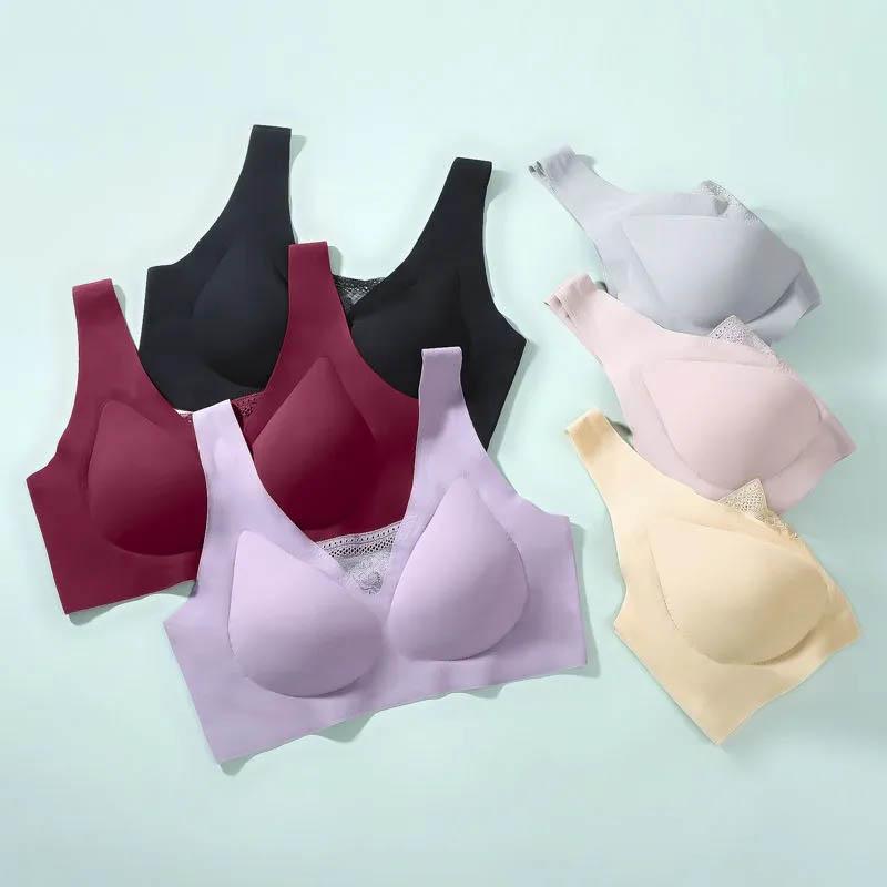 Beautiful Back Underwear Seamless Gathering Anti-sagging Sports Bra Adjustable Breast Bra Breathable Anti-glare Sexy Lace Sports Vest