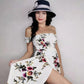 Bohemian Unique Design Woman Summer Retro Floral Dress Elastic Waist Puff Sleeve Pleated Sexy Off-shoulder Party Dress