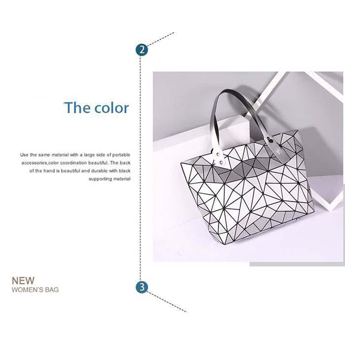 Women's Geometric Deformation Tote Bag Irregular Folding Shoulder Bag  Laser Luminous Bucket Bag
