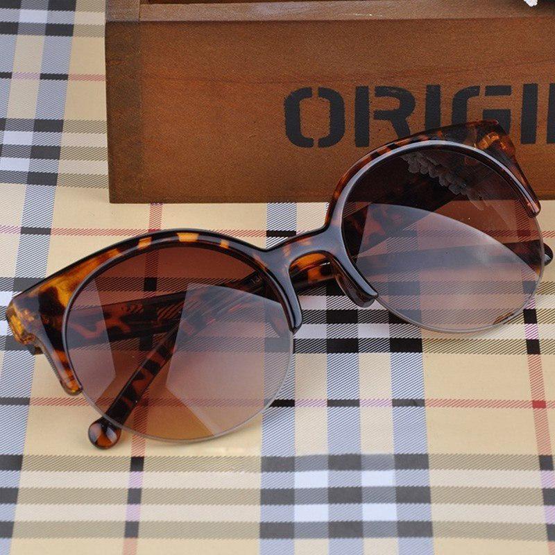 High Quality Sunglasses Women Fashion Retro Designer Super Round Circle Glasses Cat Eye Semi-Rimless