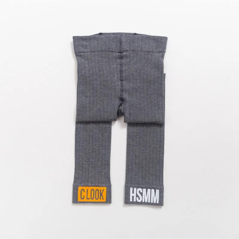 Children's Pants Girls' Leggings Spring and Autumn Thin Letter Korean Solid Color Capris Elastic Pants for Baby Outer Wear and Inner Wear
