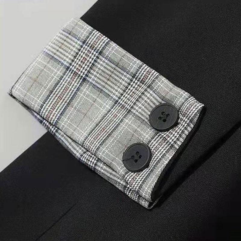 Black Suit Jacket Women's Top Spring and Autumn Temperament British Style Casual Blazer Solid Color Blazer Outwear for Ladies