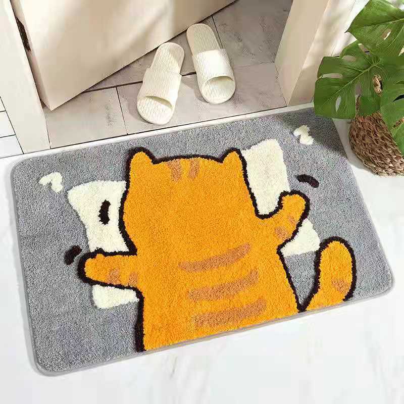 Cartoon Floor Mat Toilet Bathroom Water Absorbent Household Toilet Non-slip Entrance Floor Mat Porch Carpet Bedroom Washable
