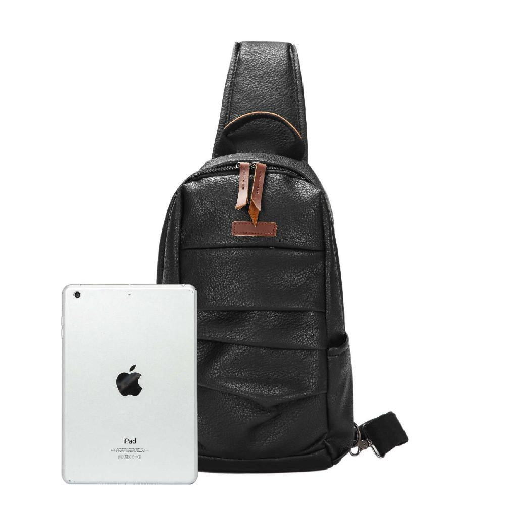 Shoulder Bag Men's Soft Leather Large Capacity Chest Bag Outdoor Riding Sports Messenger Bag