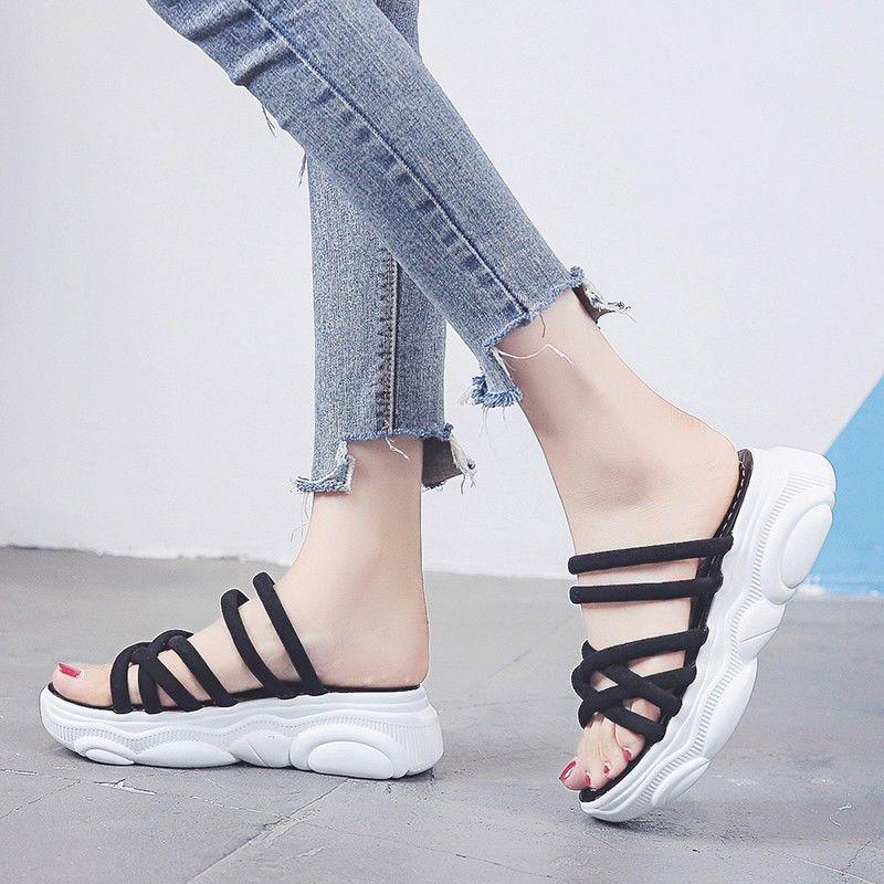 Sandals Women Summer Thick-soled All-match Outdoor Wear Roman Sandals and Slippers Dual-use Sandals Slippers Women Summer Outdoor Wear