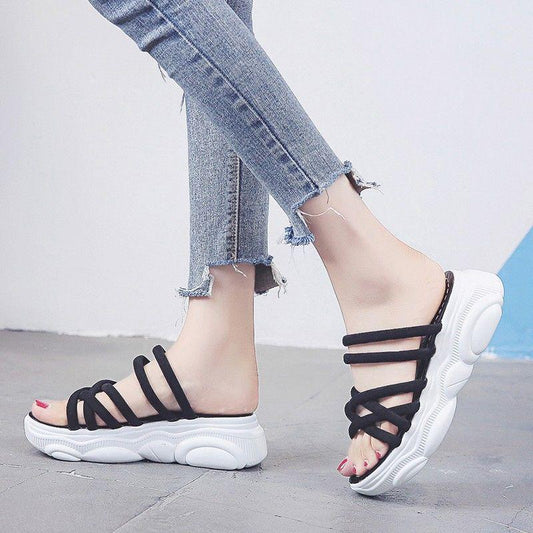 Sandals Women Summer Thick-soled All-match Outdoor Wear Roman Sandals and Slippers Dual-use Sandals Slippers Women Summer Outdoor Wear