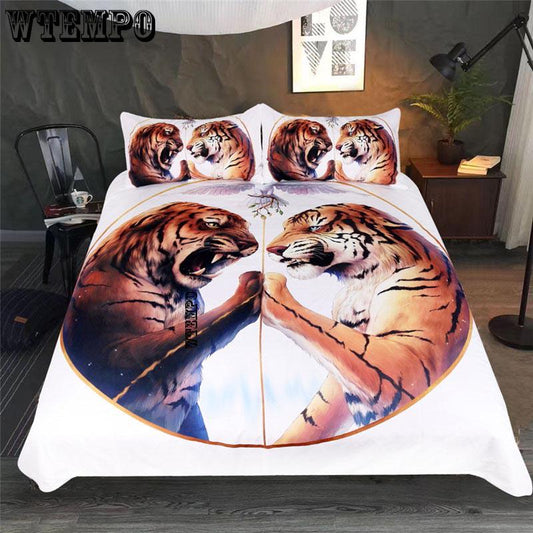 Duvet Cover 3pcs 3D Lover Lion Bedding Set Pillow Case Queen Bedclothes Set