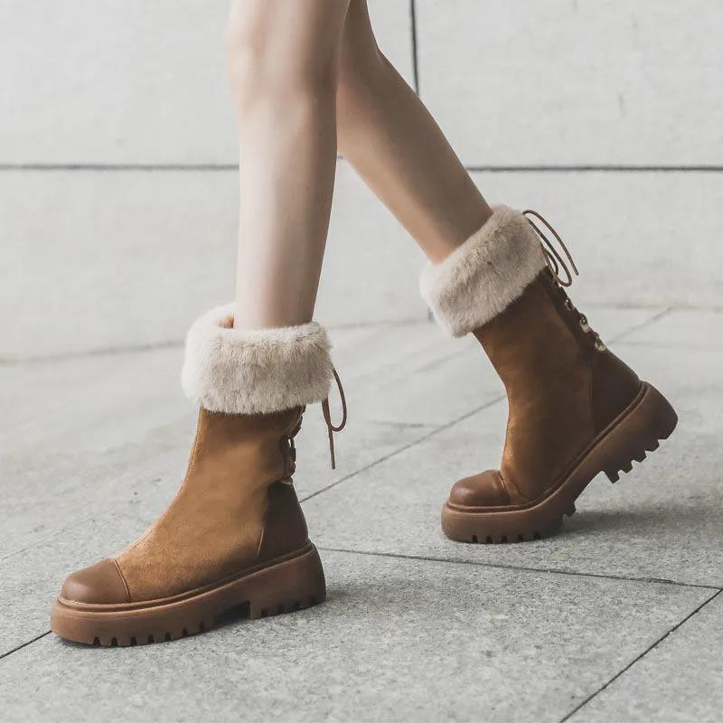 Snow Boots Women's Short Boots Children Winter Plus Velvet Cotton Shoes Ankle Boots Winter Thick Bottom Tube