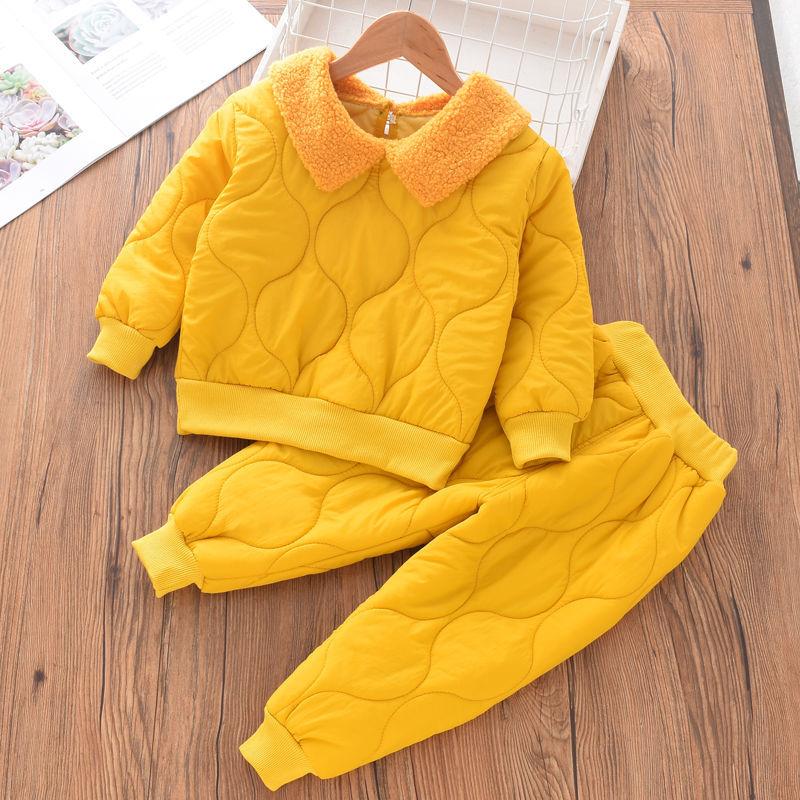 Children's Cotton Suit Autumn and Winter Children's Fashion Children's Clothing Men and Women Baby Quilted Two-piece Suit