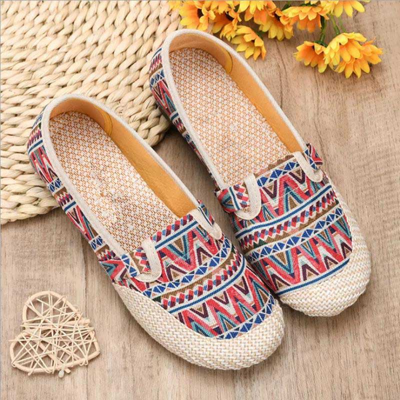 Cloth Shoes Women's Linen Retro Ethnic Style Flat Non-slip Breathable Lazy Shoes