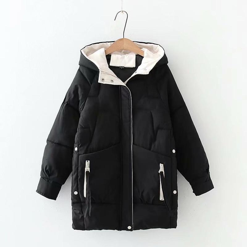 Winter Warm Long Down Parkas Women Harajuku Loose Hooded Winter Jacket Female Chic Thicken Cotton Down Jacket Women 2022