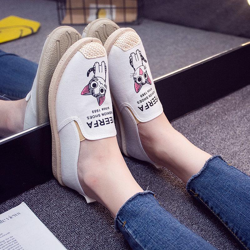 Summer Women Flat Shallow Loafers Canvas Shoes Fabric Female Casual Shoes Comfortable Breathable Ladies Mother Sewing