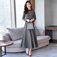 Women Vintage Front Button A-line Party Dress Long Sleeve Elegant Mini Dress Fashion Dress