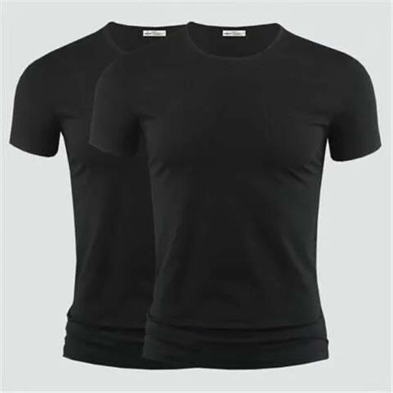 Short-sleeved T-shirt Men's Summer Half-sleeved Slim Solid Color White Round Neck Men's Bottoming Shirt