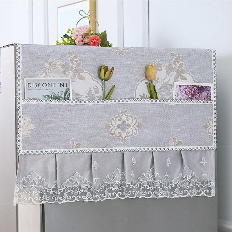 Lace Embroidery Refrigerator Dust Cover Single Door Double Door Washing Machine Cover Microwave Oven Cover Cloth Multifunctional Dustproof Cloth